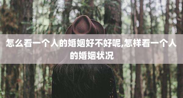 怎么看一个人的婚姻好不好呢,怎样看一个人的婚姻状况