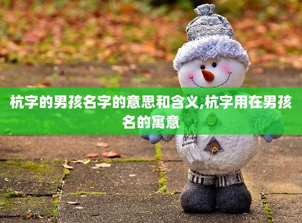 杭字的男孩名字的意思和含义,杭字用在男孩名的寓意