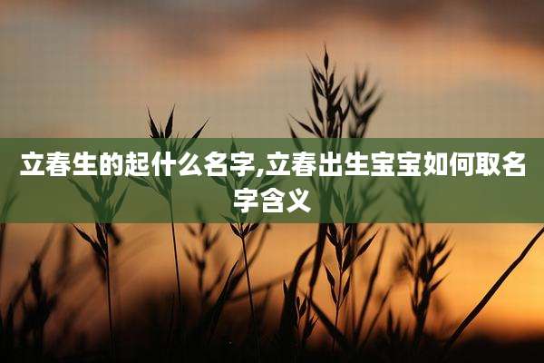 立春生的起什么名字,立春出生宝宝如何取名字含义