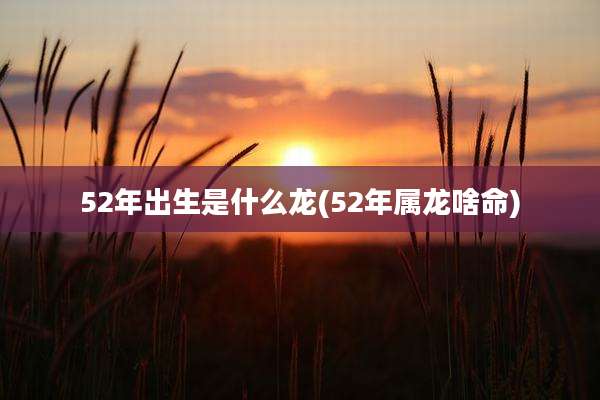 52年出生是什么龙(52年属龙啥命)