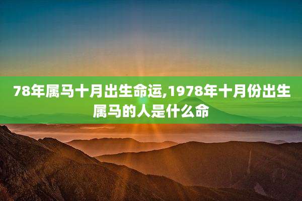 78年属马十月出生命运,1978年十月份出生属马的人是什么命