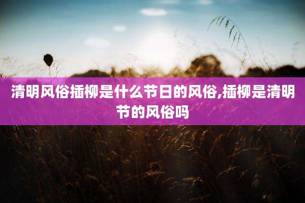 清明风俗插柳是什么节日的风俗,插柳是清明节的风俗吗