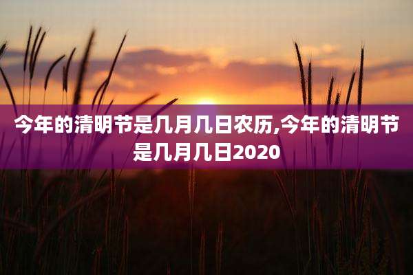 今年的清明节是几月几日农历,今年的清明节是几月几日2020
