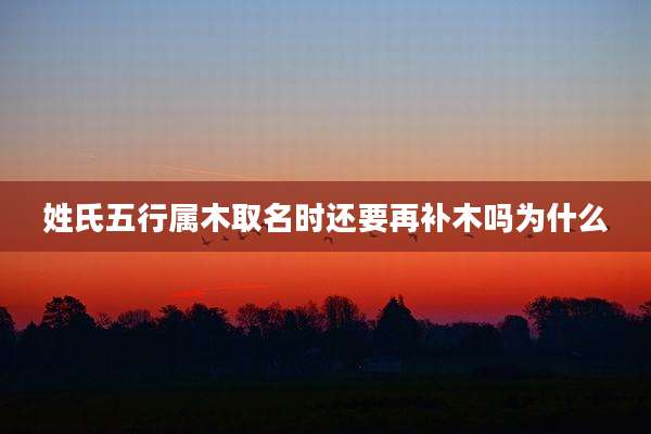 姓氏五行属木取名时还要再补木吗为什么