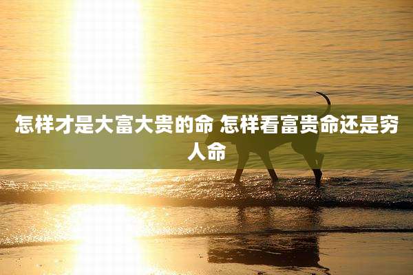 怎样才是大富大贵的命 怎样看富贵命还是穷人命