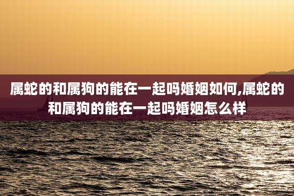 属蛇的和属狗的能在一起吗婚姻如何,属蛇的和属狗的能在一起吗婚姻怎么样
