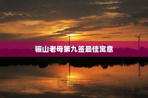 骊山老母第九签最佳寓意