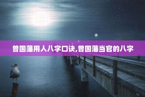 曾国藩用人八字口诀,曾国藩当官的八字
