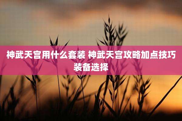 神武天宫用什么套装 神武天宫攻略加点技巧装备选择