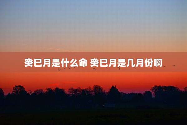 癸巳月是什么命 癸巳月是几月份啊