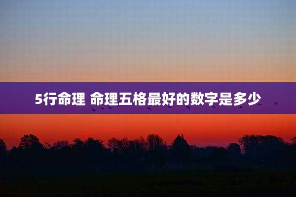 5行命理 命理五格最好的数字是多少