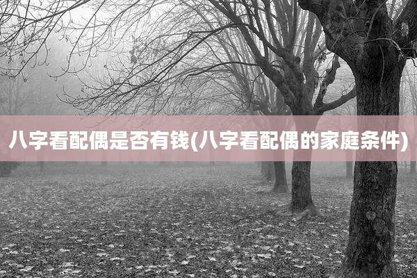八字看配偶是否有钱(八字看配偶的家庭条件)
