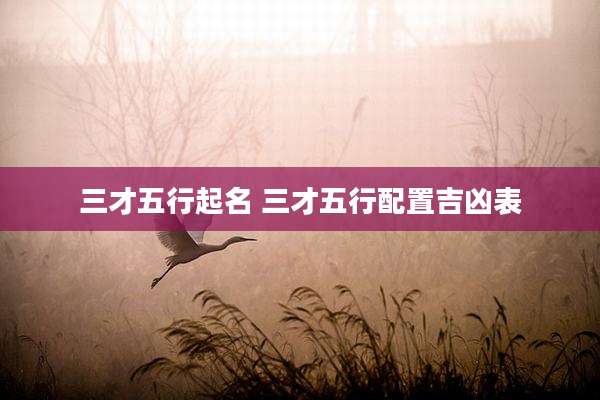 三才五行起名 三才五行配置吉凶表