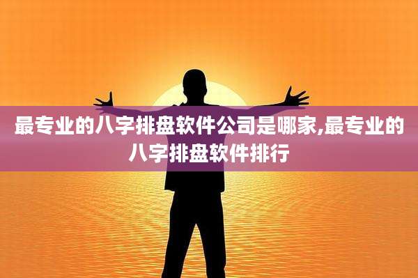 最专业的八字排盘软件公司是哪家,最专业的八字排盘软件排行