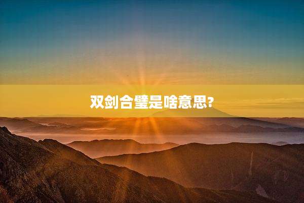 双剑合璧是啥意思?