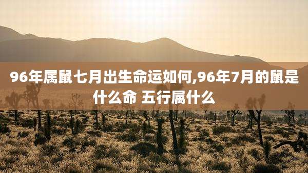 96年属鼠七月出生命运如何,96年7月的鼠是什么命 五行属什么