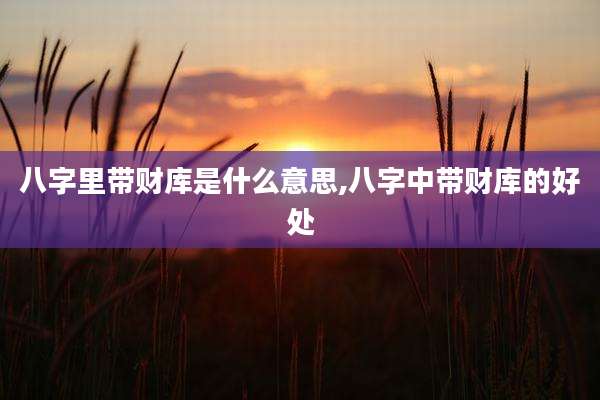 八字里带财库是什么意思,八字中带财库的好处