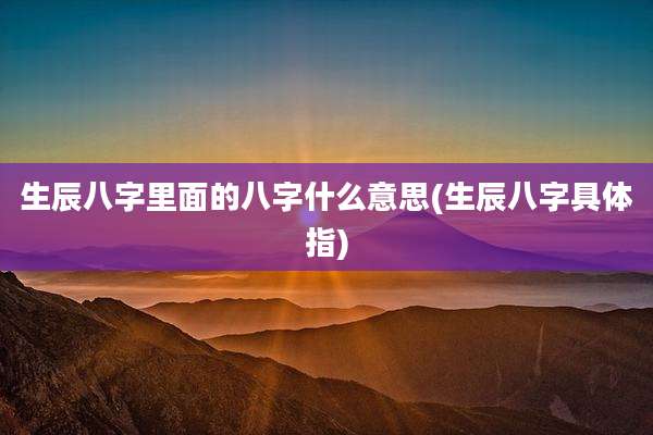 生辰八字里面的八字什么意思(生辰八字具体指)
