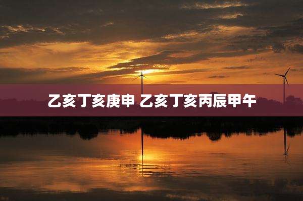 乙亥丁亥庚申 乙亥丁亥丙辰甲午