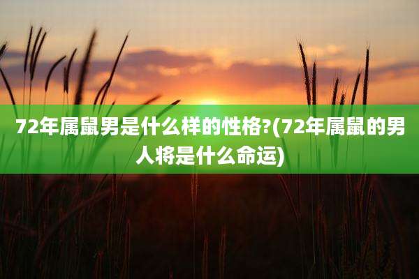 72年属鼠男是什么样的性格?(72年属鼠的男人将是什么命运)