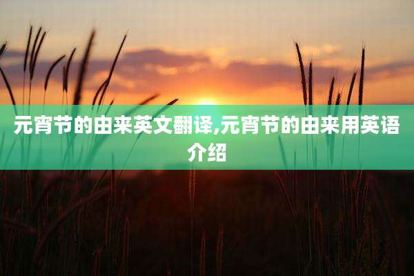 元宵节的由来英文翻译,元宵节的由来用英语介绍