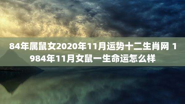 84年属鼠女2020年11月运势十二生肖网 1984年11月女鼠一生命运怎么样