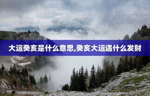 大运癸亥是什么意思,癸亥大运遇什么发财