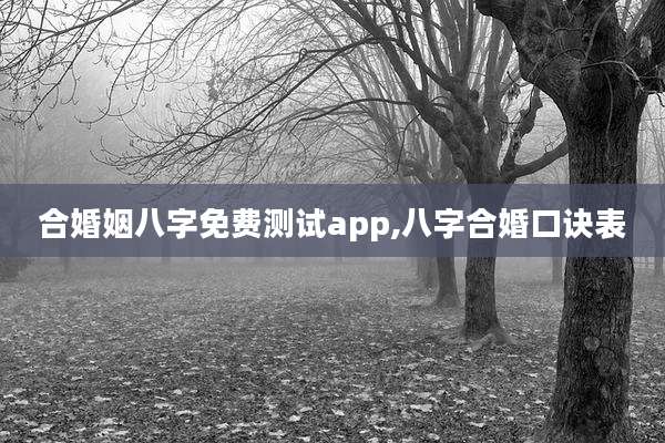 合婚姻八字免费测试app,八字合婚口诀表