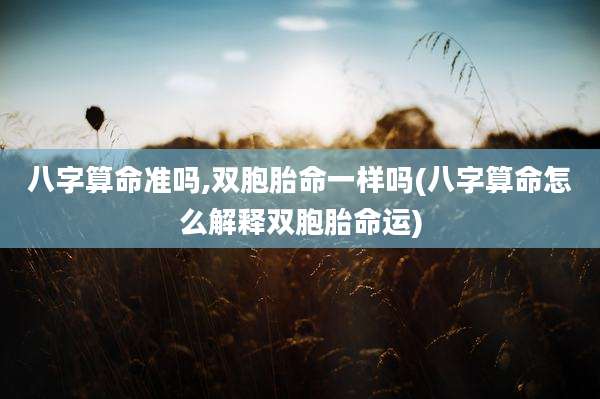 八字算命准吗,双胞胎命一样吗(八字算命怎么解释双胞胎命运)