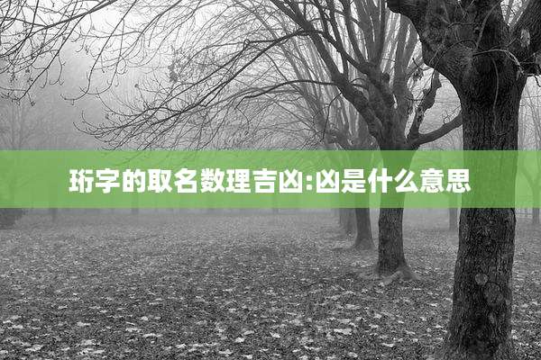 珩字的取名数理吉凶:凶是什么意思