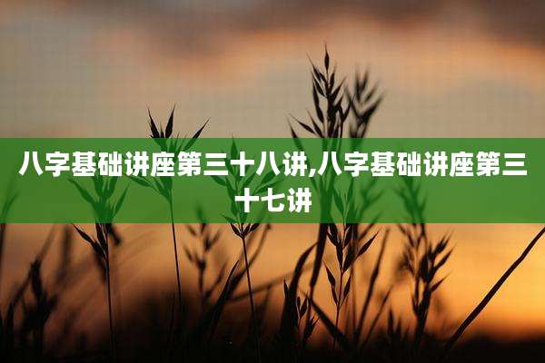 八字基础讲座第三十八讲,八字基础讲座第三十七讲