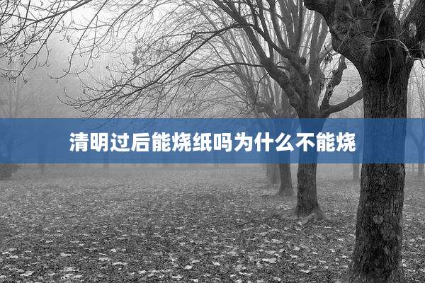 清明过后能烧纸吗为什么不能烧
