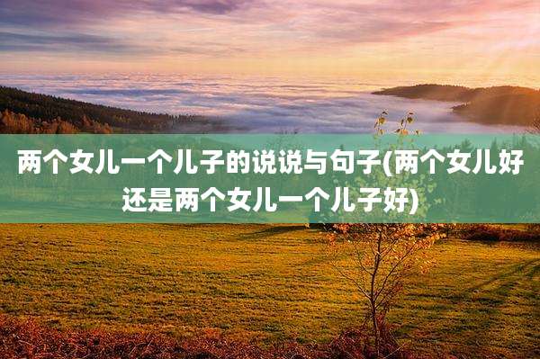 两个女儿一个儿子的说说与句子(两个女儿好还是两个女儿一个儿子好)