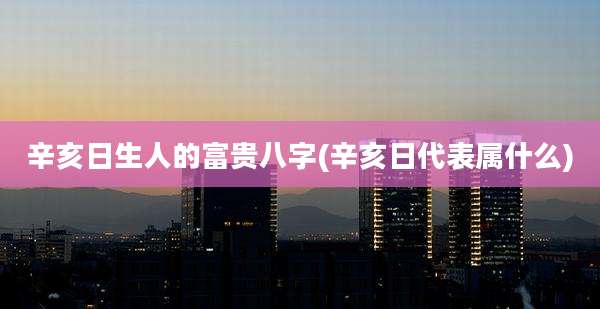 辛亥日生人的富贵八字(辛亥日代表属什么)