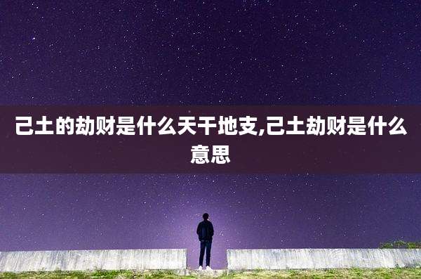 己土的劫财是什么天干地支,己土劫财是什么意思