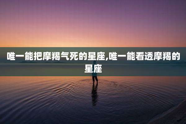 唯一能把摩羯气死的星座,唯一能看透摩羯的星座