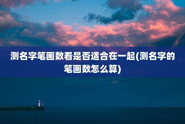 测名字笔画数看是否适合在一起(测名字的笔画数怎么算)