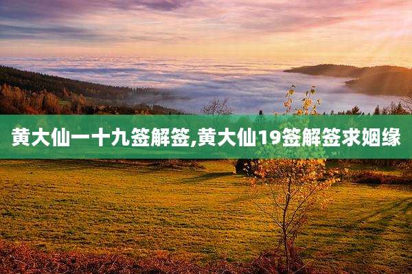 黄大仙一十九签解签,黄大仙19签解签求姻缘