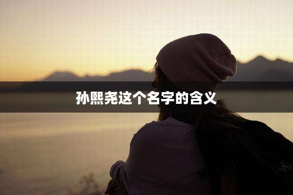孙熙尧这个名字的含义