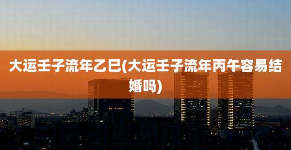 大运壬子流年乙巳(大运壬子流年丙午容易结婚吗)