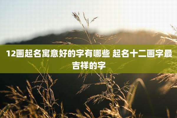 12画起名寓意好的字有哪些 起名十二画字最吉祥的字