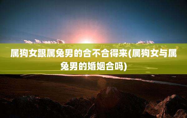 属狗女跟属兔男的合不合得来(属狗女与属兔男的婚姻合吗)