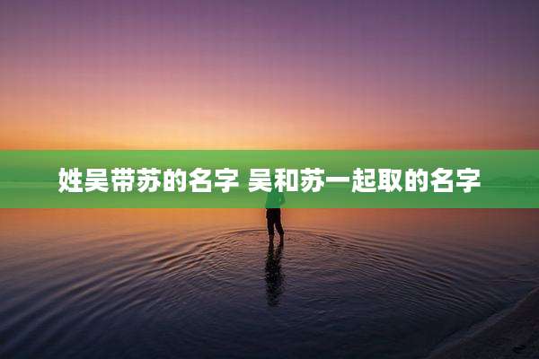 姓吴带苏的名字 吴和苏一起取的名字