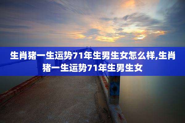 生肖猪一生运势71年生男生女怎么样,生肖猪一生运势71年生男生女