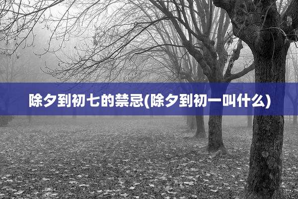 除夕到初七的禁忌(除夕到初一叫什么)