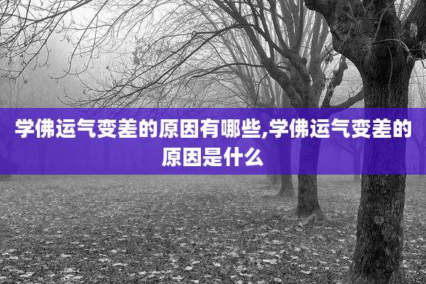 学佛运气变差的原因有哪些,学佛运气变差的原因是什么