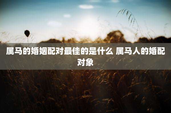 属马的婚姻配对最佳的是什么 属马人的婚配对象