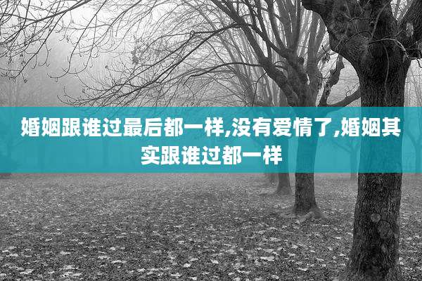 婚姻跟谁过最后都一样,没有爱情了,婚姻其实跟谁过都一样