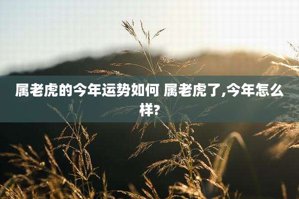 属老虎的今年运势如何 属老虎了,今年怎么样?