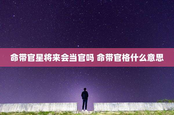 命带官星将来会当官吗 命带官格什么意思